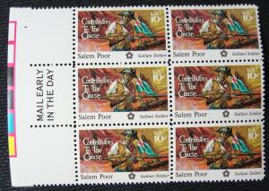 US #1560 MNH Mail Early Block of 6, Salem Poor, L10