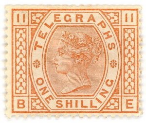 (I.B) QV Telegraphs : 1/- Brown-Orange (plate 11)