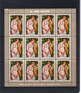 Equatorial Guinea 1973 AUGUSTE RENOIR Famous Nudes Paintings 7 Mini-Sheetlets