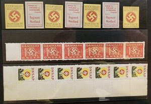 DNSAP WW2 WWII German Danish Denmark Third Reich Nazi Party stamps vignettes set