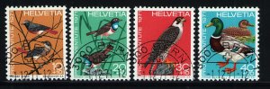 Switzerland B402-B405 used set superb cancels Pro Juventute 1971 birds