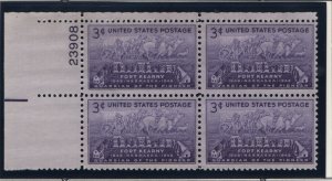 US, 970, MNH, PLATE BLOCK, 1948, FORT KEARNY