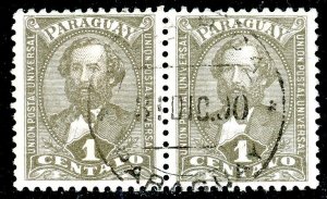 Paraguay, Scott #33, Used, pair with SOTN cancel