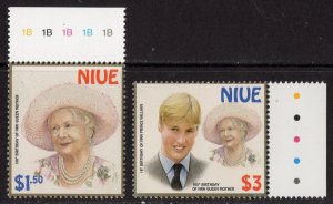 Thematic stamps NIUE 2000 QUEEN MOTHER & PRINCE WILLIAM 879/80 mint