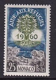 Monaco   #447     MNH  1960   world refugee year