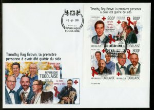 TOGO 2019 THE BATTLE AGAINST AIDS SHEET FIRST DAY COVER