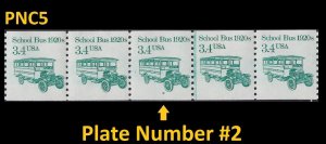 US 2123 Transportation School Bus 1920s 3.4c PNC5 #2 MNH 1985