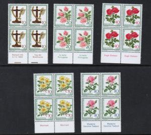 Switzerland Sc B492-6 1982 Roses Pro Juventute stamp set mint NH Blocks of 4