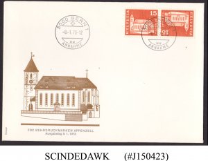 SWITZERLAND - 1973 St. MAURITIUS CHURCH, APPENZELL - FDC TETE-BECHE STAMPS