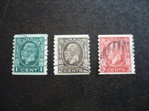 Stamps - Canada - Scott# 195-197 - Used Set of 3 Booklet Stamps