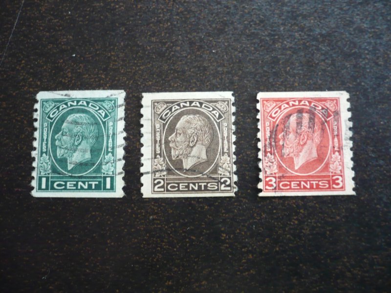Stamps - Canada - Scott# 195-197 - Used Set of 3 Booklet Stamps