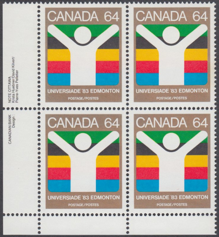 Canada - #982 World University Games Plate Block - MNH