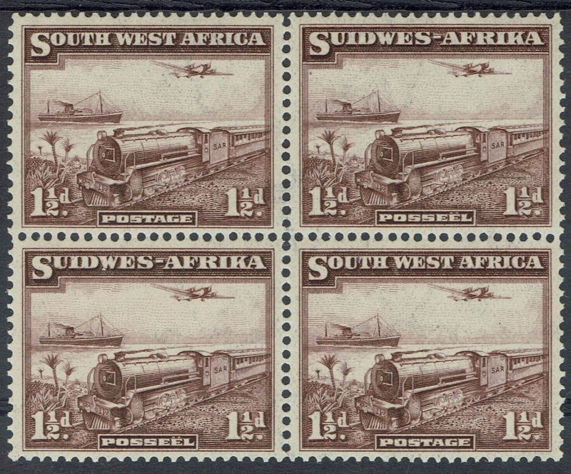 SOUTH WEST AFRICA 1937 TRAIN 1½D MNH ** BLOCK