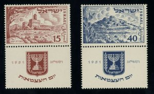 Israel Scott #46-47 Set - 1951 Metsudat - Hakastel w/ tabs - MNH - CV $40.00