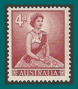 Australia 1959 Queen Elizabeth II, 4d Type II, MLH #318,SG313b