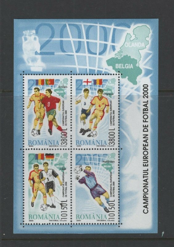 Romania #4378 (2000 Euro Soccer sheet) VFMNH CV $3.75