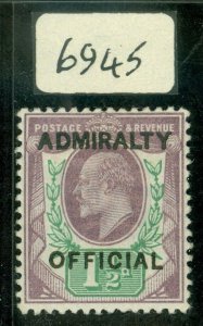 SG O103. 1½d dull purple & green Admiralty official. A fine fresh mounted mint.. 