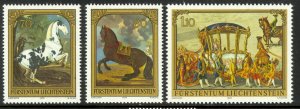 LIECHTENSTEIN 1978 HORSE and CARRIAGE Art Set Sc 660-662 MNH