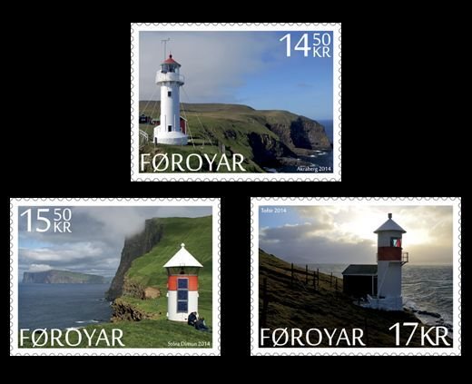 Faroe Islands Denmark 2014 Lighthouses Set of 3 stamps MNH