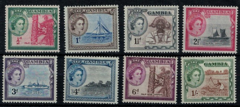 Gambia 1953 SG171-178 QEII Definitives Short Set - MLH