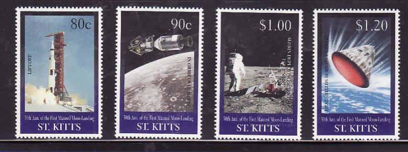 St. Kitts-Sc#460-3- id7-unsed NH set-Space-Moon Landing-1999-