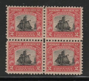 ALLY'S STAMPS US Block of 4 Scott #620 2c Norse-American [4] Mint, LH OG [Q-8a]