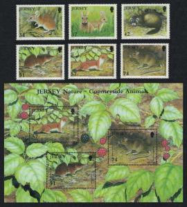 Jersey Mouse Rabbit Stoat Shrew Countryside Animals 6v+MS SG#1304-MS1310