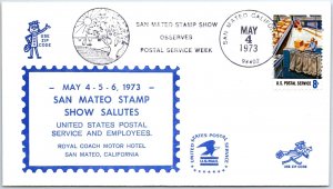 US SPECIAL EVENT CACHET COVER SAN MATEO '73 STAMP SHOW SALUTES USPS & EMPLOYEES