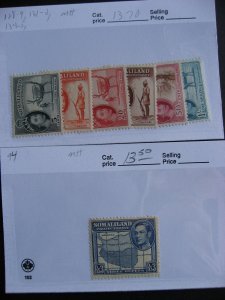 Somaliland Protectorate MH stamps assembled in sales cards