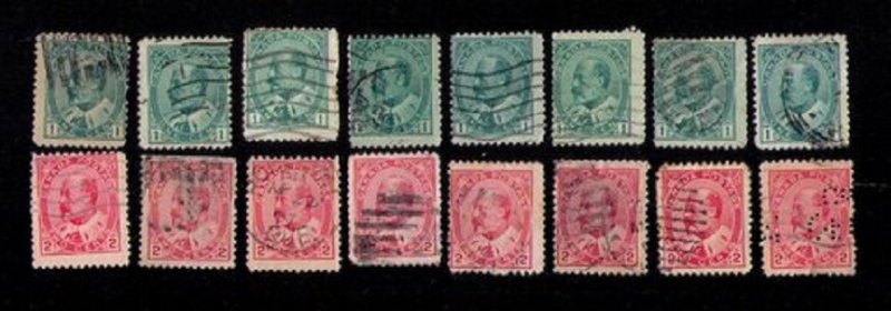 Canada Sc 89-90 Used (Lot Of Sixteen) Edward VII F-VF