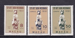 Macao Scott 368-70, 1953 Statue Virgin Mary, VF MNH. Scott $44