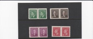 KAPPYSTAMPS CANADA #297-300 1950 COIL PAIRS  MINT LIGHTLY HINGED  H568