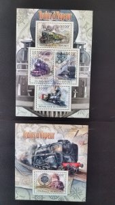 Trains and locomotives - Burundi 2012 - Complete SS+Bl ** MNH