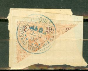 B: Obock 52a used on piece; CV $325 for on cover, est CV $120