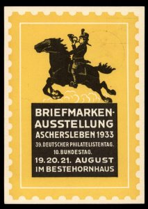 Germany 1933 Aschersleben Stamp Show 3pf Private Postal Card Cover Advert G99236