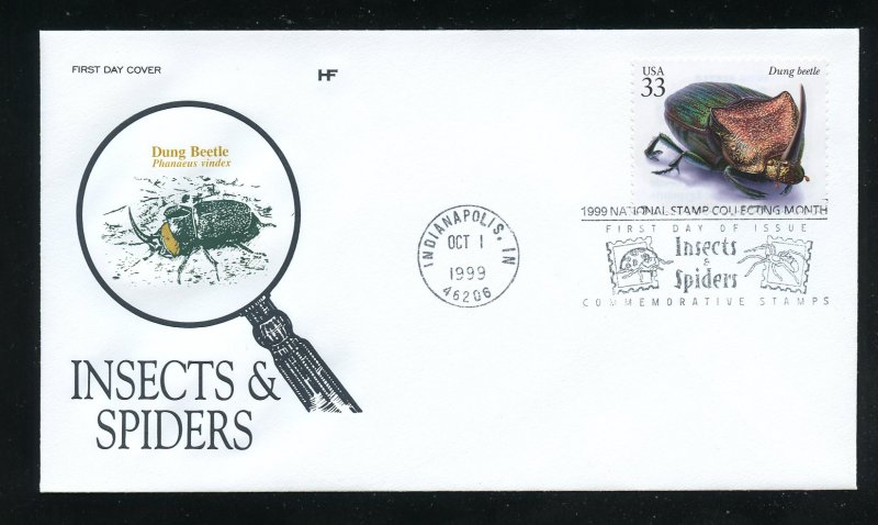 US 3351n Insects & Spiders, Dung beetle UA Farnam (HF) cachet FDC 