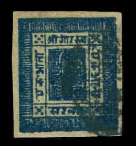 NEPAL 1898  Sripech & Khukris  1a blue  Sc # 13 used VF