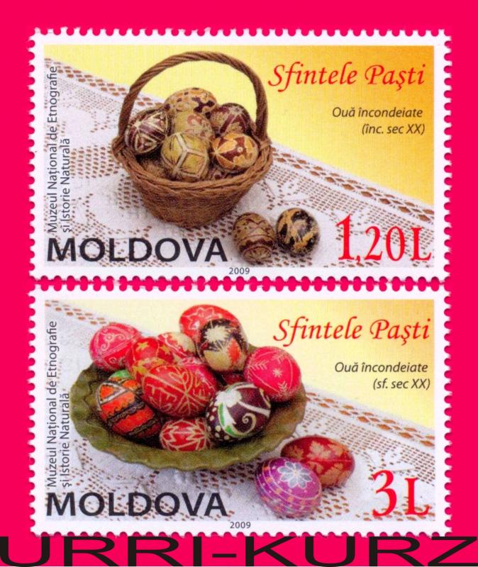 MOLDOVA 2009 Religion Holiday Traditions Easter Eggs Folk-lore 2v Mi647-648 MNH