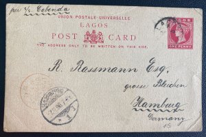 1896 Lagos British West Africa Stationery Postcard Cover To Hamburg Germany