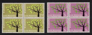 Luxembourg Stylised tree Europa 2v Blocks of 4 1962 MNH SG#707-708 MI#657-658