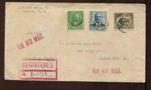 CANAL ZONE 93 FEATURED ON 45 CENT RATE AIRMAIL REGISTERED COVER LV4771