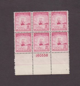 CANAL ZONE, 145, PLATE BLOCK , MNH, VF