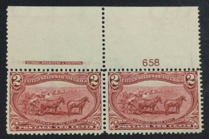 MOMEN: US STAMPS #286 PLATE IMPRINT PAIR MINT OG NH LOT #70970