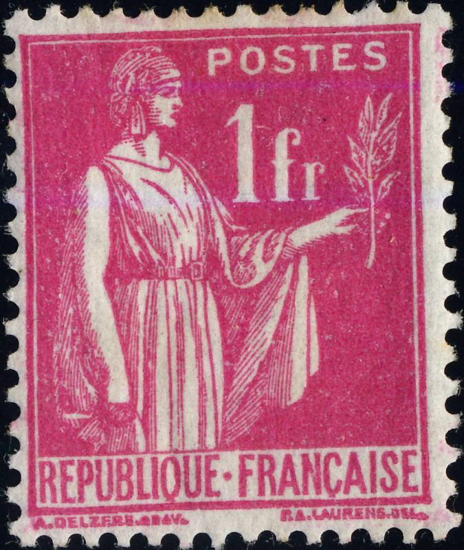 FRANCE - 1937 - Yv.369/Mi.369 1fr rose Type Paix - Neuf*