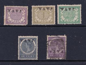 Netherlands Indies x 5 Java overprints,4 inverted