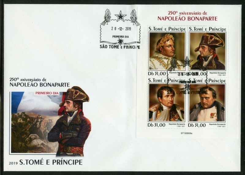 SAO TOME  2019  250th BIRTH ANN OF NAPOLEON BONAPARTE SHEET FDC