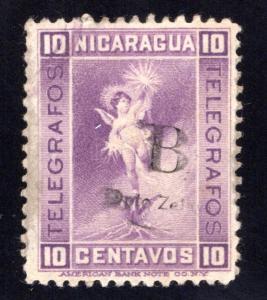 RH1, H1, Type 68, 10c reddish violet (shades)(RH77), Used - Nicaragua Telegraph