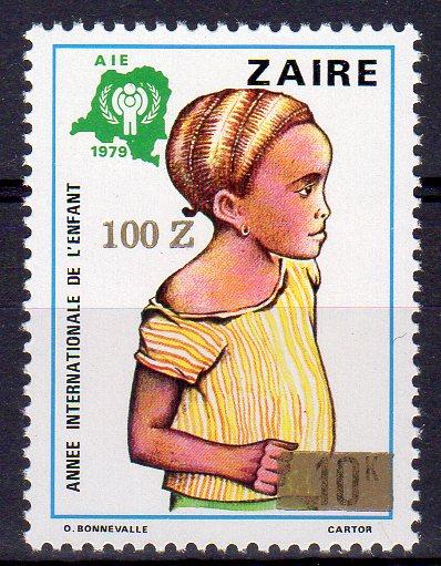 Zaire 1990 Mi#1000 INTERNATIONAL YEAR OF THE CHILD (ICY) ovpt. New Value MNH