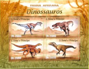 A8587 - S.TOME -ERROR MISPERF  Stamp Sheet - 2013 PREHISTORICS, Dinosaurs