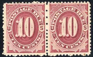 United States, Postage Dues #J26 Cat$360, 1891 10c bright claret, horizontal ...